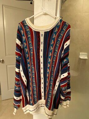 Vintage 90s Men's Coogi Style Cotton Traders Multicolor 3D Sweater Size XL